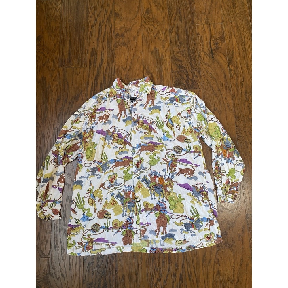 Vintage Paragraff Santa Fe Western Cowboy Pattern Button Up AOP Button Up Shirt